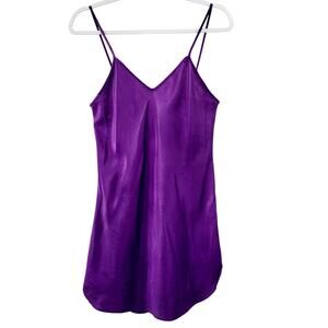 Vintage Alexandra Nicole Dark Purple Satin Slip Dress Sleepwear Sz S Made in USA